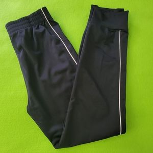 Spalding Boys Track Pants Navy Blue White Stripe Leg Elastic Waist Cuffed L